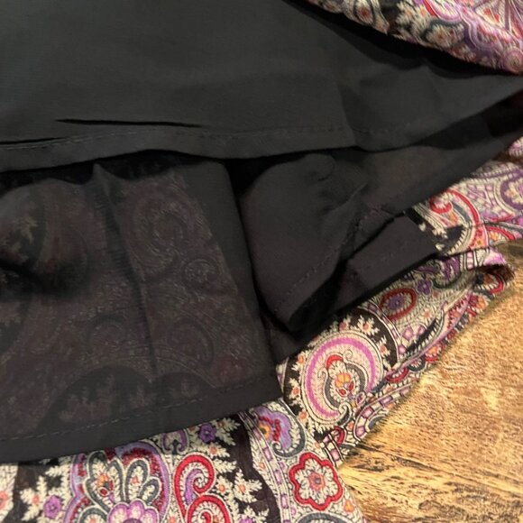 Haver & Blair London Paisley Print Lined Midi Skirt S Black & Purple Polyester - Picture 6 of 7